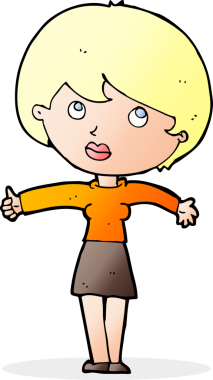 Çizgi filmdeki kadın bir insan tarafından çizilmiş.