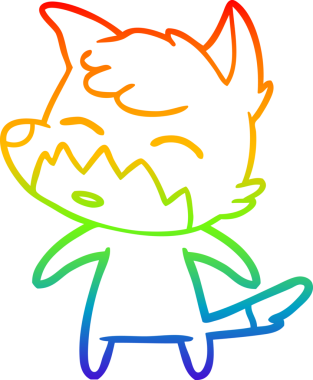 gökkuşağı gradyanı çizimi bir insan tarafından çizilmiş tilki çizgi filmi