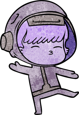 Bir insan tarafından çizilmiş meraklı astronot çizgi filmi.