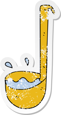 Bir insan tarafından çizilmiş garip bir el kepçesinin sıkıntılı çıkartması.