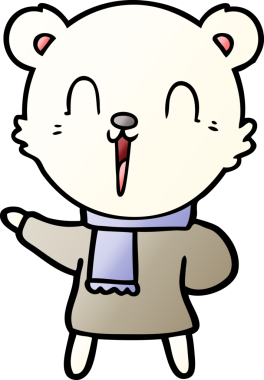 Bir insan tarafından çizilmiş mutlu kutup ayısı çizgi filmi.