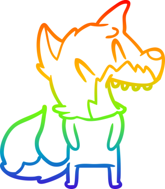 Bir insan tarafından çizilmiş gülen tilki çizgi filmi.