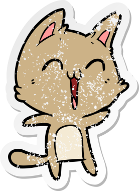 Bir insan tarafından çizilmiş mutlu çizgi film kedisinin sıkıntılı çıkartması.