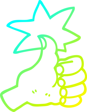 Bir çizgi filmin soğuk gradyan çizimi bir insan tarafından çizilmiş başparmak işareti