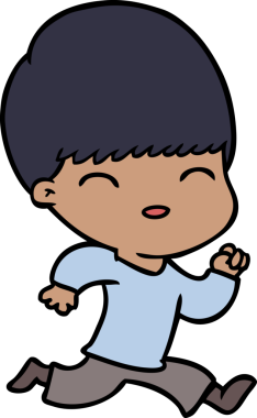 Bir insan tarafından çizilmiş mutlu çizgi film çocuğu.