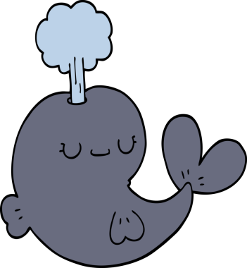 Bir insan tarafından çizilmiş şirin bir balina.