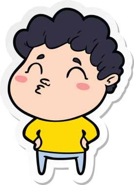 Bir insan tarafından çizilmiş karikatür adamın çıkartması.