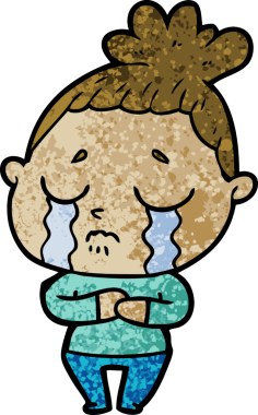 Bir insan tarafından çizilmiş ağlayan kadın çizgi filmi.