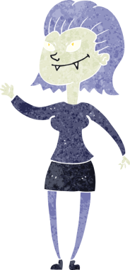 Bir insan tarafından çizilmiş vampir kız çizgi filmi.