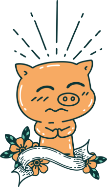 Dövme stili, gergin domuz karakterli bir insan tarafından çizilmiş parşömen.