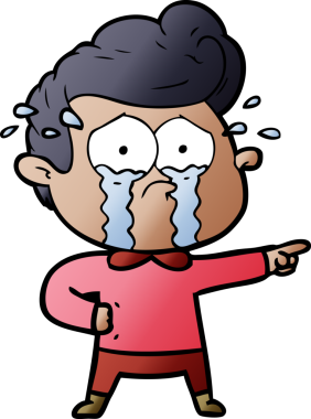 Bir insan tarafından çizilmiş ağlayan bir karikatür.