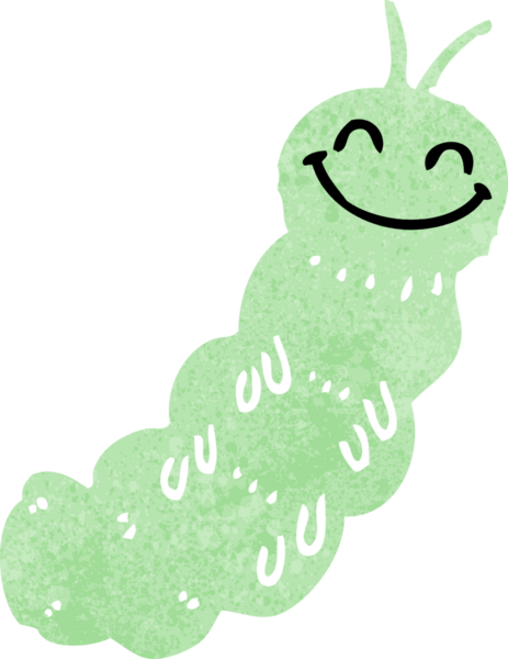 Bir insan tarafından çizilmiş karikatür tırtılı.