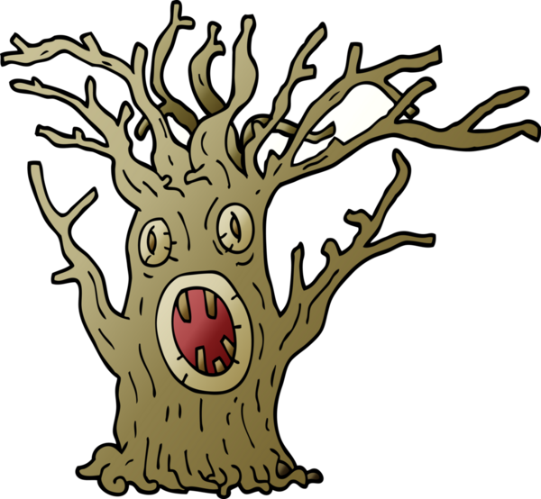 Bir insan tarafından çizilmiş karalama ürkünç ağaç.