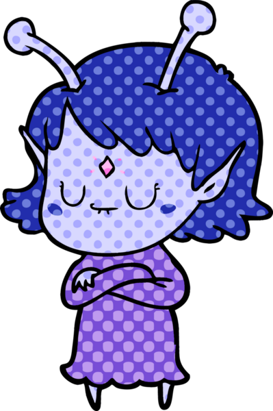 Bir insan tarafından çizilmiş uzaylı kız.