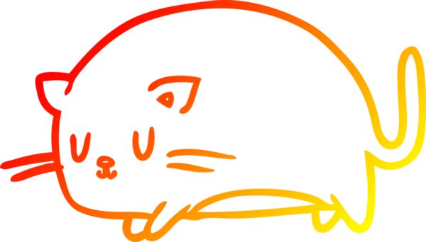 Bir insan tarafından çizilmiş sevimli, şişman bir kedinin sıcak çizgi çizimi