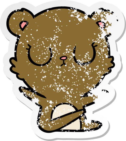 Bir insan tarafından çizilmiş barışçıl bir ayının sıkıntılı çıkartması.