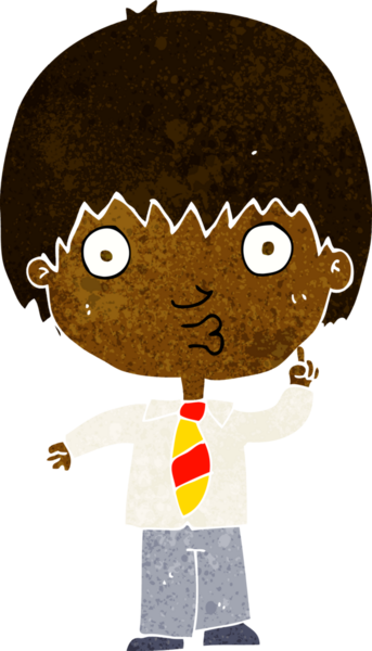 Bir insan tarafından çizilen soruyu cevaplayan karikatür okulu çocuğu.