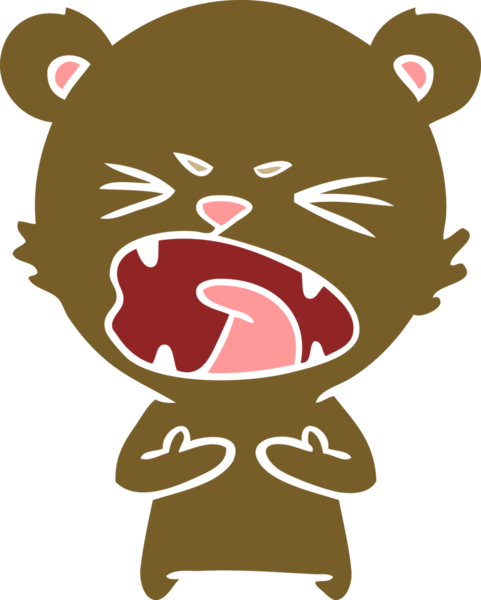 kızgın düz renkli çizgi film ayısı bir insan tarafından çizilmiş.