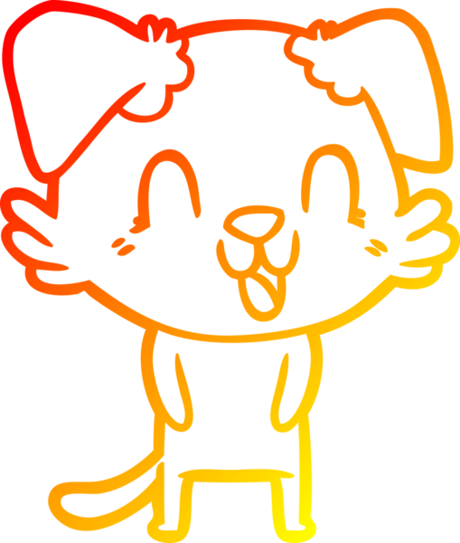 Bir insan tarafından çizilmiş gülen çizgi film köpeğinin sıcak çizgi çizgisi.