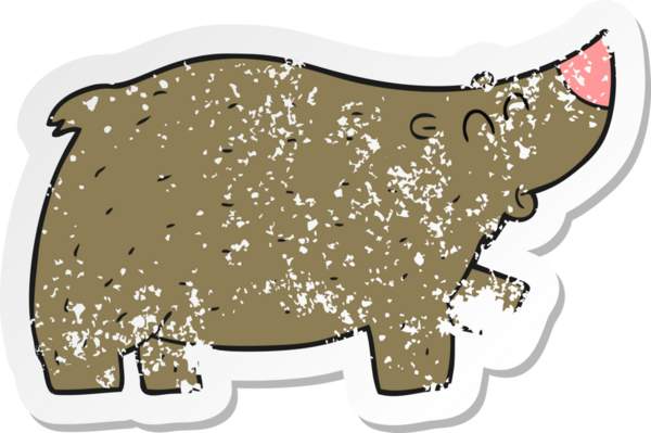 Bir insan tarafından çizilmiş karikatür ayısının gerilmiş çıkartması.