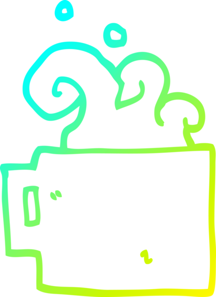 Bir insan tarafından çizilmiş bir fincan sıcak kahvenin soğuk gradyan çizimi