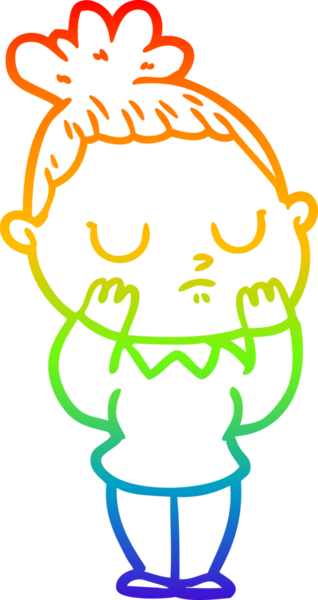 Gökkuşağı gradyan çizgi çizimi bir insan tarafından çizilmiş sakin bir kadın