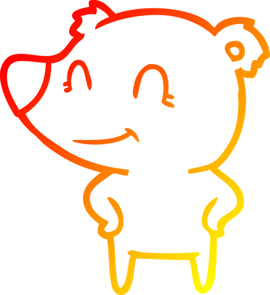 Bir insan tarafından çizilmiş kalçaları olan dost bir ayının sıcak çizgi çizimi