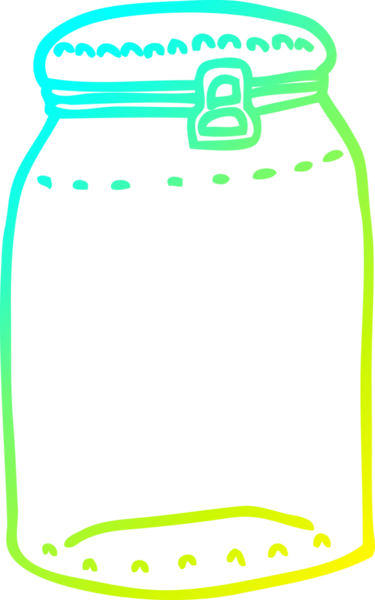 Bir insan tarafından çizilmiş bir çizgi film kavanozunun soğuk gradyan çizimi.