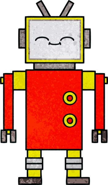 Bir insan tarafından çizilmiş bir robotun retro grunge dokusu