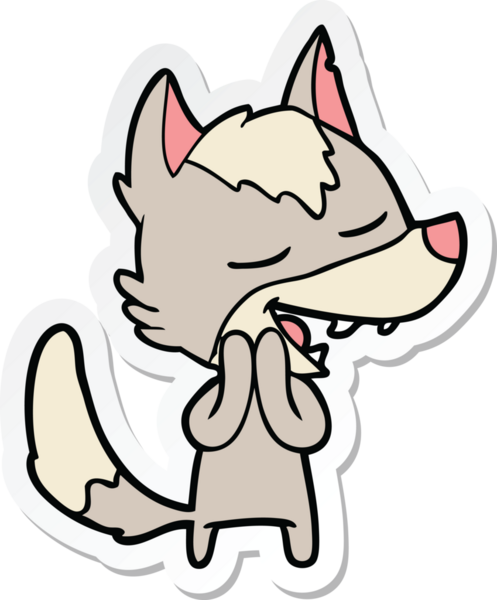 Bir insan tarafından çizilmiş bir kurt çizgi filminin çıkartması.