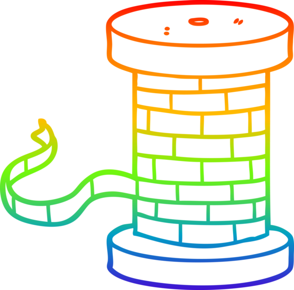 gökkuşağı gradyan çizgi çizimi bir insan tarafından çizilmiş bir kurdele makarası