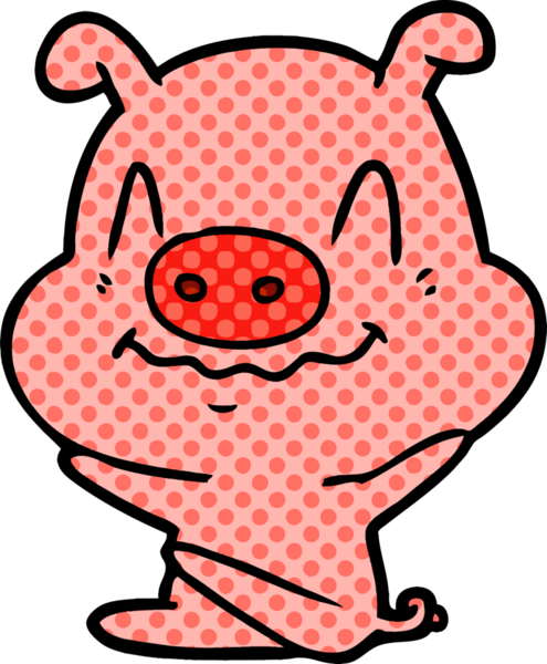 Bir insan tarafından çizilmiş sinirli çizgi film domuzu.