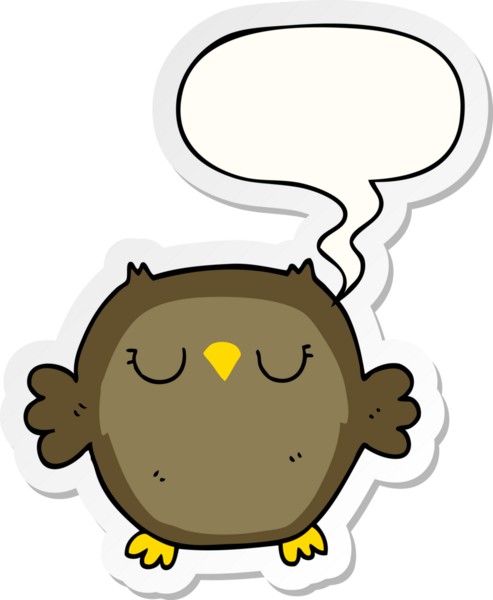 bir insan tarafından çizilmiş konuşma kabarcığı etiketli çizgi film baykuşu