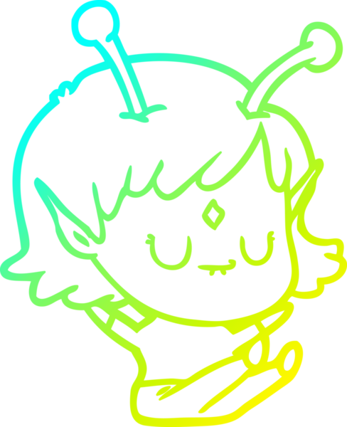 Bir insan tarafından çizilmiş bir uzaylı kız çizgi filmi.