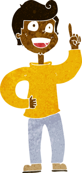 Bir insan tarafından çizilmiş harika bir fikri olan çizgi film çocuğu.