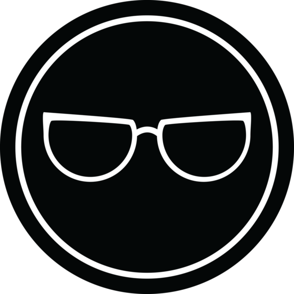 Bir insan tarafından çizilmiş grafik vektör dairesel sembolü gözlük