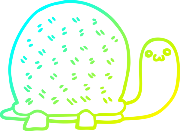 Bir insan tarafından çizilmiş şirin bir karikatür kaplumbağasının soğuk çizgi çizimi.