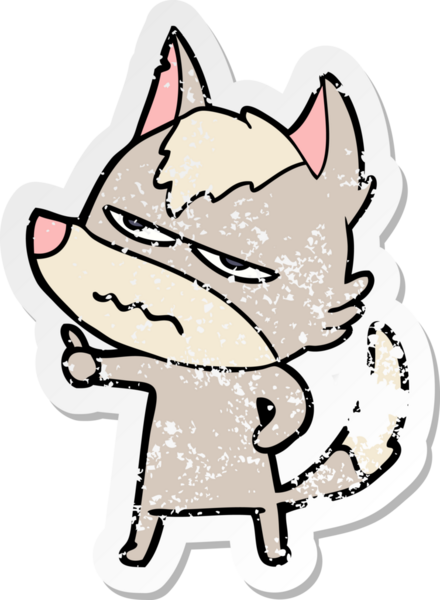 Bir insan tarafından çizilmiş kızgın bir kurdun sıkıntılı çıkartması.