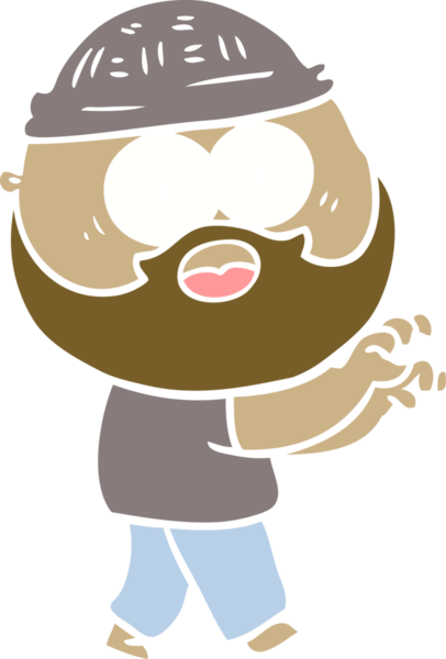 Düz renkli çizgi film sakallı adam bir insan tarafından çizilmiş.