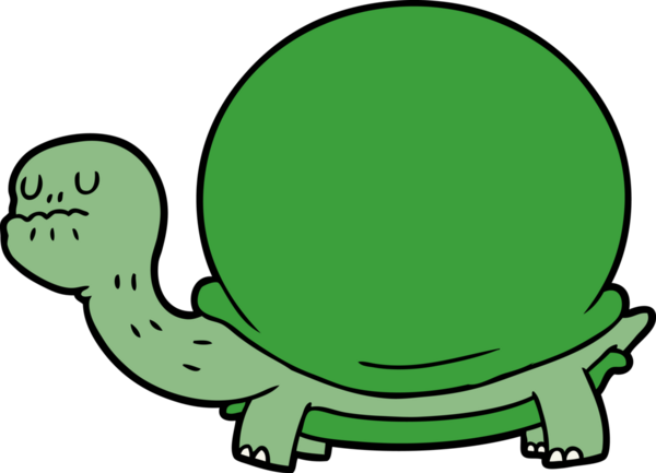 Bir insan tarafından çizilmiş karikatür kaplumbağası.