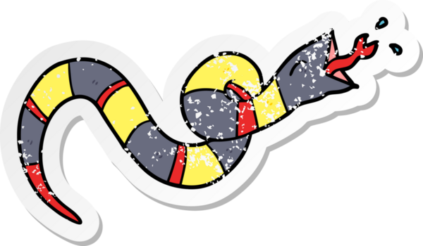 Bir insan tarafından çizilmiş tıslayan yılanın kederli çıkartması.
