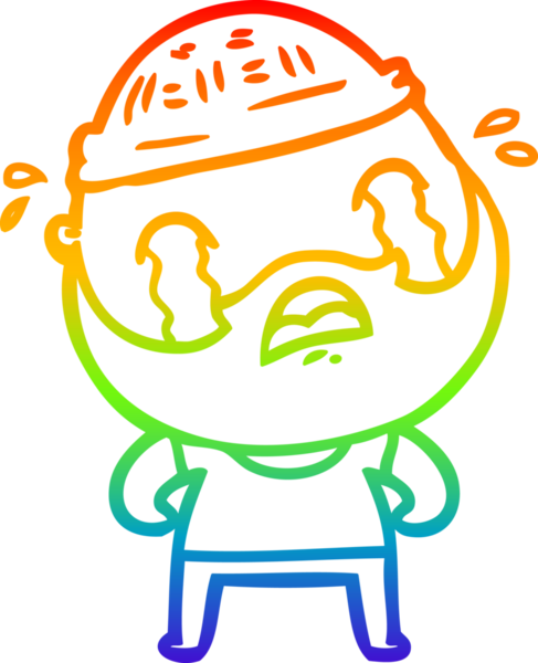 Bir insan tarafından çizilmiş ağlayan sakallı bir adamın çizimi.