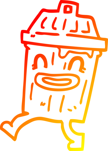 Bir insan tarafından çizilmiş bir çizgi film çöp kutusunun sıcak gradyan çizimi