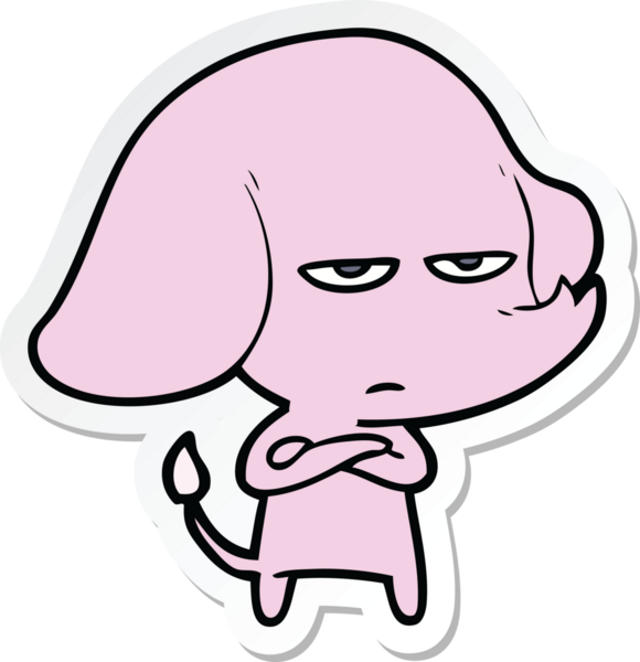 Bir insan tarafından çizilmiş kızgın bir filin çıkartması.