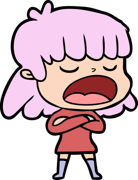 Çizgi filmdeki kadın bir insan tarafından yüksek sesle çizilmiş.