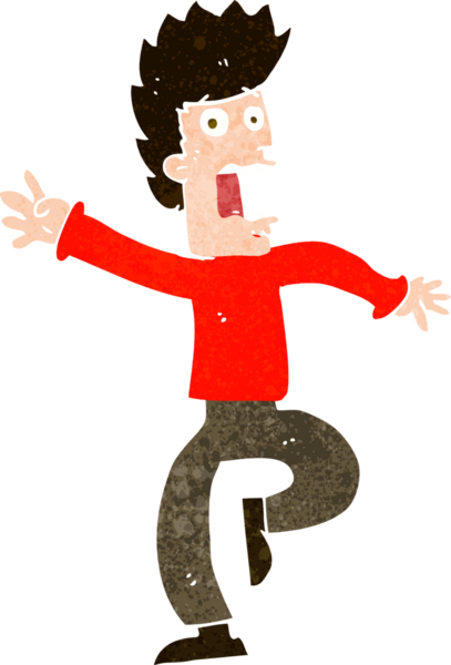 Bir insan tarafından çizilmiş korkmuş bir adam.