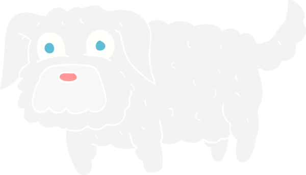 Bir insan tarafından çizilmiş küçük köpeğin düz renk çizimi