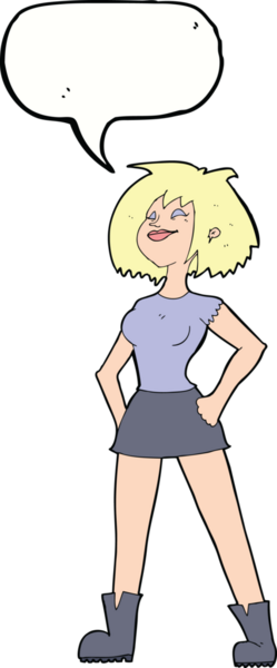 Bir insan tarafından çizilmiş konuşma balonu olan çizgi film yeteneğine sahip bir kadın.