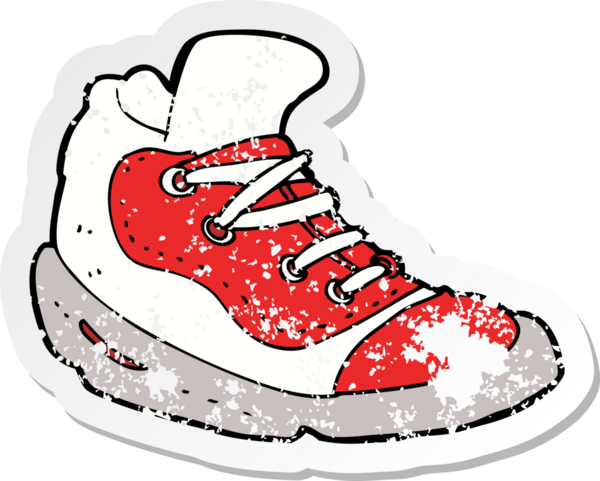 Bir insan tarafından çizilmiş bir spor ayakkabısının gerilimli çıkartması.