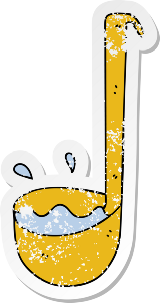 Bir insan tarafından çizilmiş garip bir el kepçesinin sıkıntılı çıkartması.